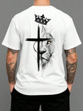 Camiseta Masculina Gola Redonda Camisa Confortável Estampa Religiosa Camisa Descolada Varias Cores